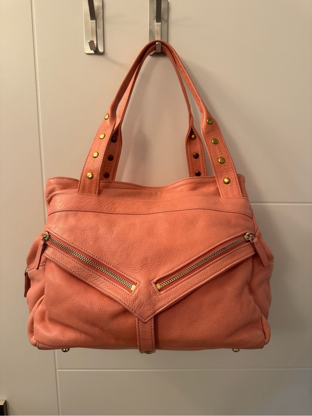 Vintage Botkier Trigger Satchel Pink Coral Pebbled Leather Y2K Bag